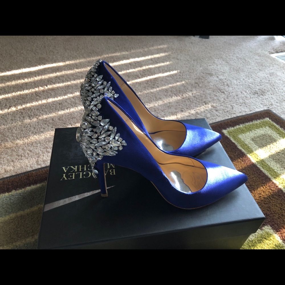 Blue Bedazzled Prom Heels